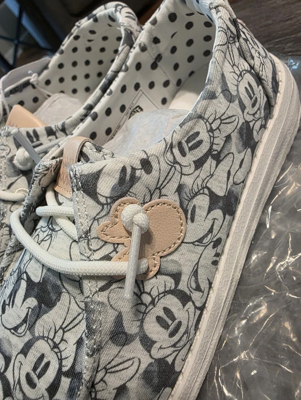 Hey Dude Kids Gray and Cream Mickey Mouse Canvas Slip-Ons